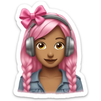 Pink bow on headphones ￼ sticker