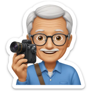 cameraman hold a camera, elderly sticker