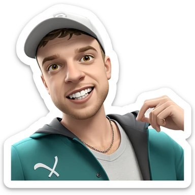 smiling boy in baseball cap sticker