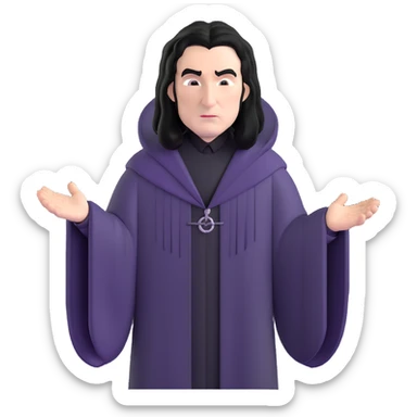 Professor Snape with long black hair, stern expression, wearing black wizard robes sticker