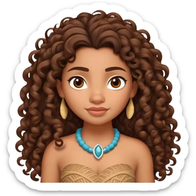 Moana Polynesian princess with curly hair sticker
