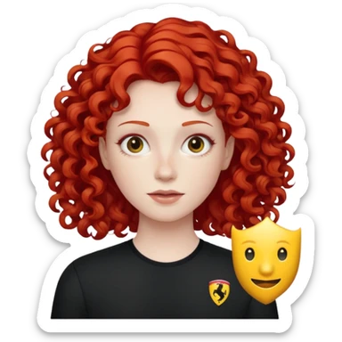 curly ferrari red hair sticker
