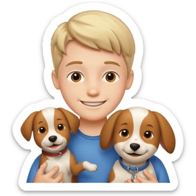 smiling boy with dog outdoors sticker