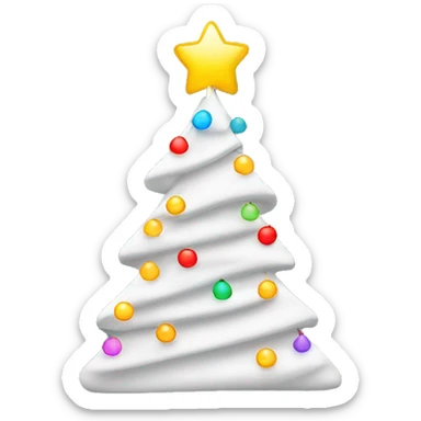 White Christmas tree with colorful string lights sticker