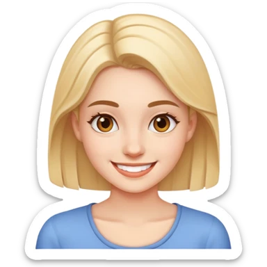 young adult woman with smile sticker