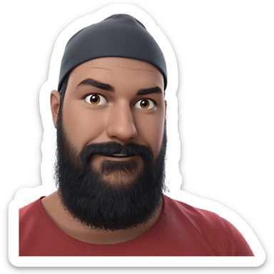 male portrait with red shirt sticker