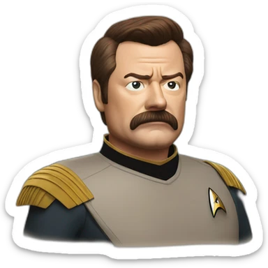 Photorealistic Ron Swanson as Captain Kirk Star Trek  sticker
