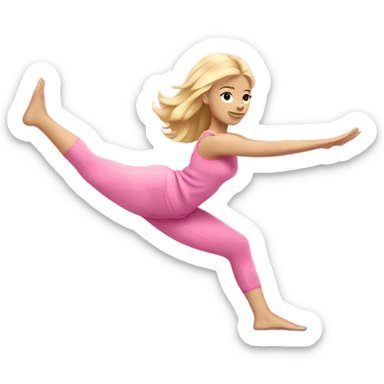 blonde girl pink clothes doing pilates sticker