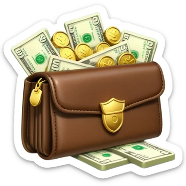 Aviator money emoji, wallet full of cash, casino vibe, premium 3D emoji style, clean, no background
 sticker
