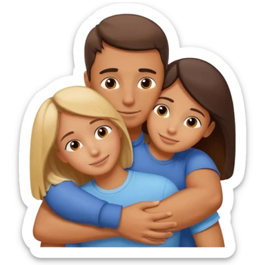 Un homme fait un câlin à sa sœur. Au dessus d’eux il y a le texte ´Gros câlin’ sticker