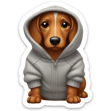 Sausage dog wearing a hoodie sticker