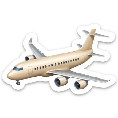 long light beige passenger airplane sticker