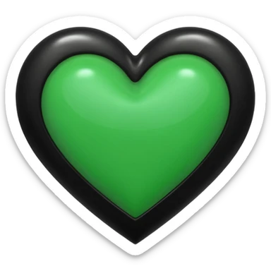 A green heart and black heart mixed together so black on one side and green on the other side sticker