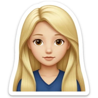 a girl with blonde long silky hair.  sticker