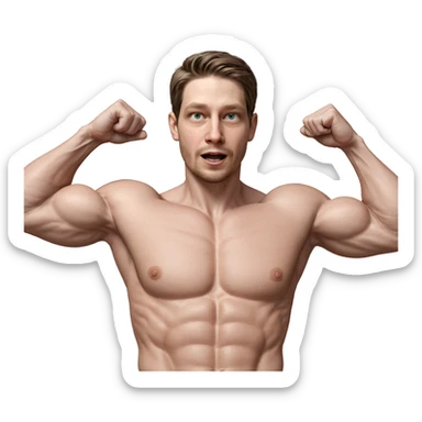 muscular male portrait flexing sticker
