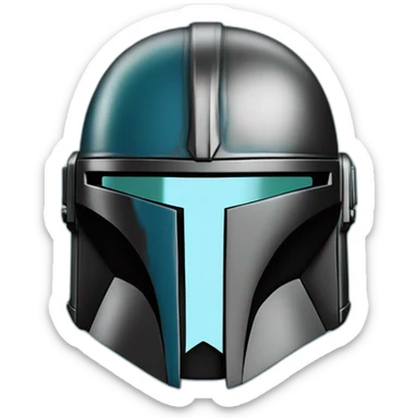 mandalorian helmet in blue and black sticker