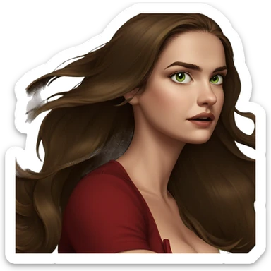 brown-haired girl with green eyes sticker