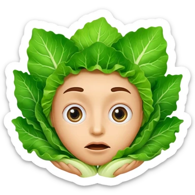 A surprised face with lettuce instead of eyes sticker