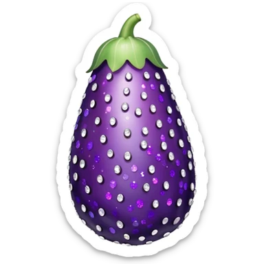 Bedazzled eggplant covered in multicolored rhinestones and sequins sticker
