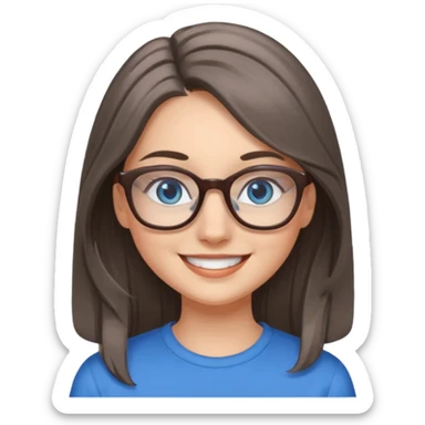 Long Grey and brown haired emoji with blue eyes and glasses female young  sticker