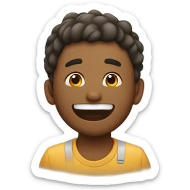 Un chico y un perro dándose un beso sticker