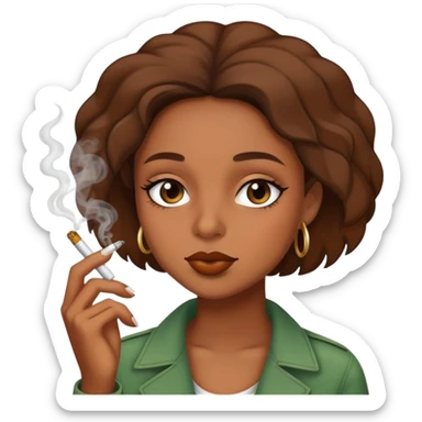 Girl smoking marijuana sticker