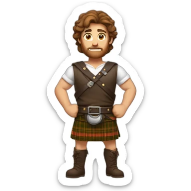 monty starting fire wearing a kilt flex muscle brown hair sticker