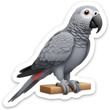 African grey parrot with microphone sticker