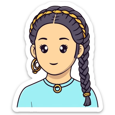 braided hair with gold rings sticker