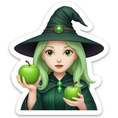 witch holding a spell apple style emoji sticker