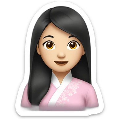 asian girl with black hair wearing ao dai sticker