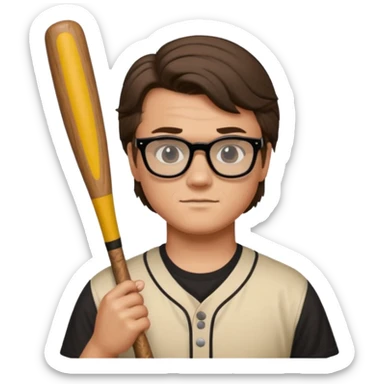 Steve Harrington from stranger things with the black non see through glasses and bat sticker