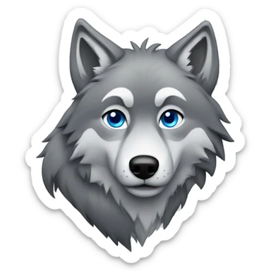 Grey wolf with black points, and blue eyes. full body sticker
