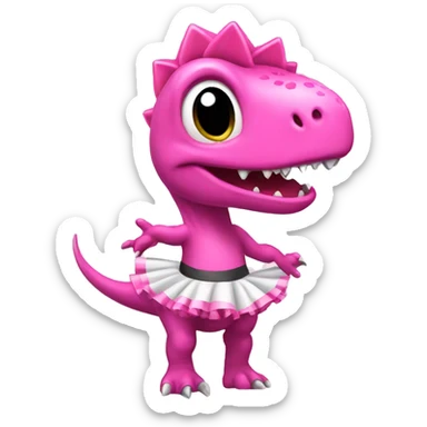 cheerleader dinosaur in a pink tutu and pink bow sticker