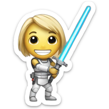 smile emoticon with a laser sword sticker