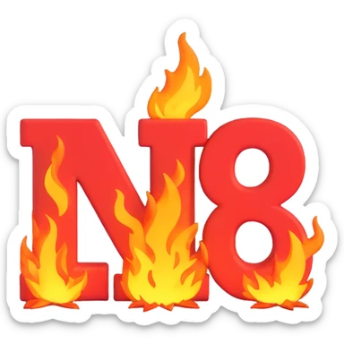 letters 'NBS' and a 3D bull, both outlined in fire, transparent background, designed to stand out as a Discord emoji sticker