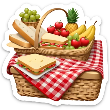 picnic with red and white checkered blanket sticker