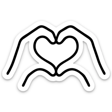 two hands making a heart, minimalistic sticker
