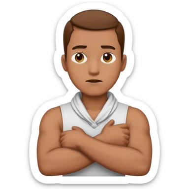 man crossing his arms around his neck mad sticker