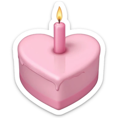 heart shaped birthday cake, pastel pink color, with one candle, simple and adorable sticker