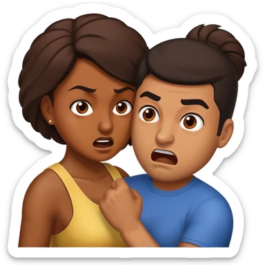 Brown skin woman hispanic man tussling sticker
