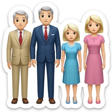 Boy, middle age, old age, old age women, middle age, girl. Standing side by side. sticker