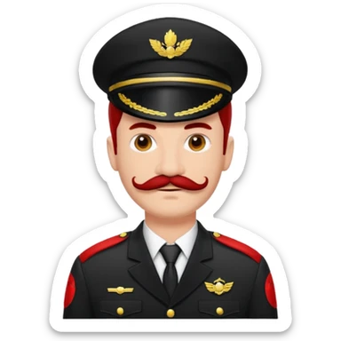 Voici ma recherche Homme cheveux noirs moustache carré uniforme noir et rouge sticker