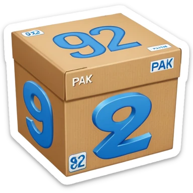 A game name 92 pak size like box background blue sticker