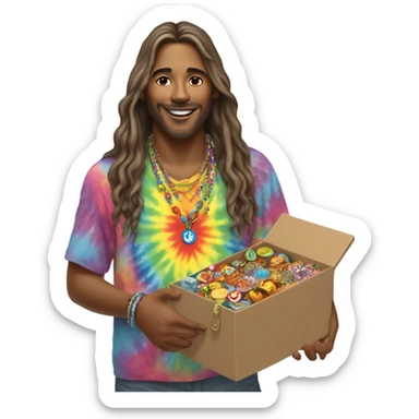 Hippie with a box  sticker