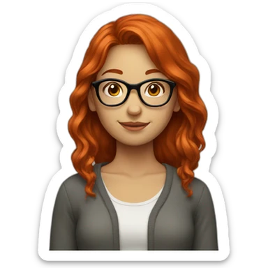 redhead girl with glasses sticker