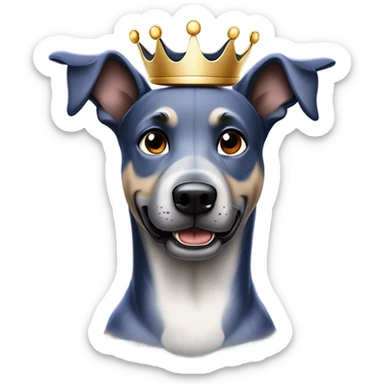 A smiling malinois dark blue merle color, without red and white color with a crown on his head sticker