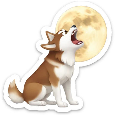 Red Siberian husky howling at the moon sticker