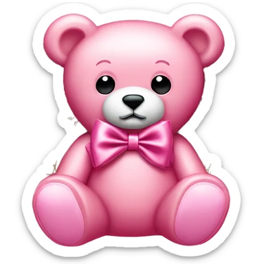 pink bow teddy bear solo with Louis Vuitton  sticker