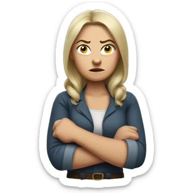 Angry russian woman with arms crossed sticker